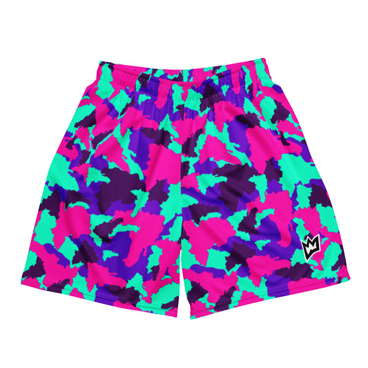 Rulay Life Unisex mesh shorts - Dominican Print Camo Neon