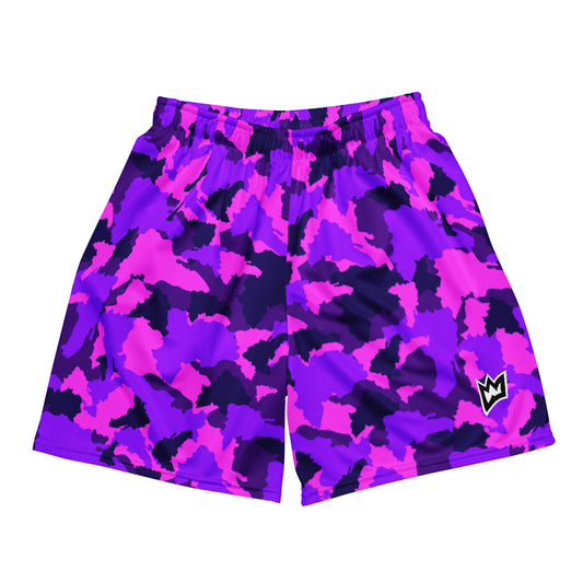 Rulay Life Unisex mesh shorts - Dominican Print Camo Purple