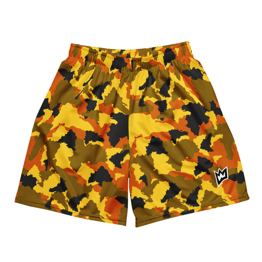 Rulay Life Unisex mesh shorts - Dominican Print Camo Yellow